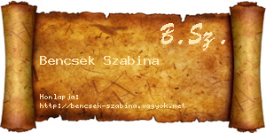 Bencsek Szabina névjegykártya